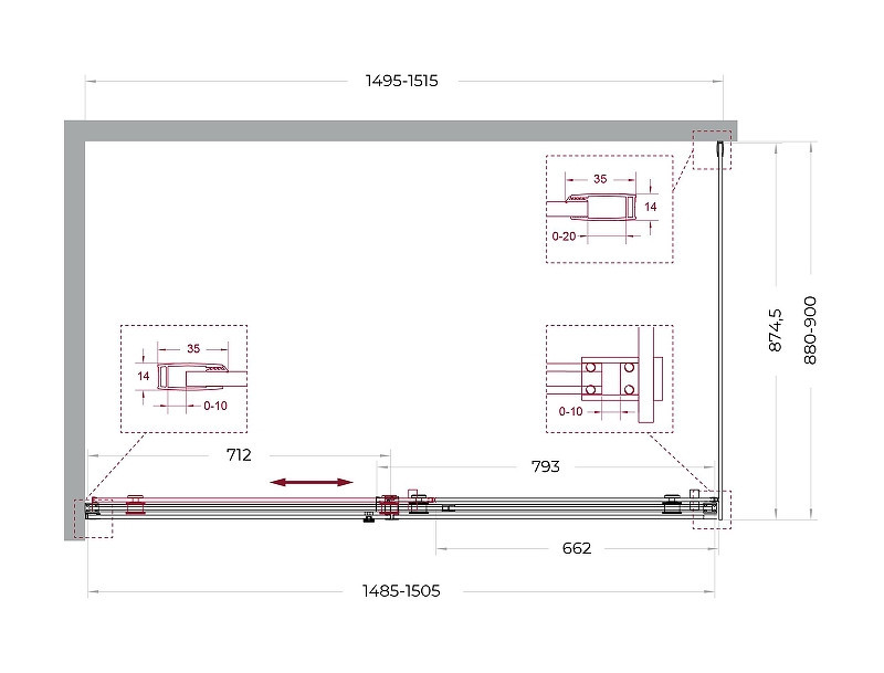 Душевой уголок BelBagno Soft Close-2 150x90 SOFT_CLOSE-2-AH-1-150/90-C-Cr