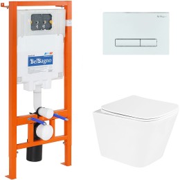 Комплект унитаза с инсталляцией BelBagno Due BB3103CHR/SC/BB002-80/BB018-GV-BIANCO