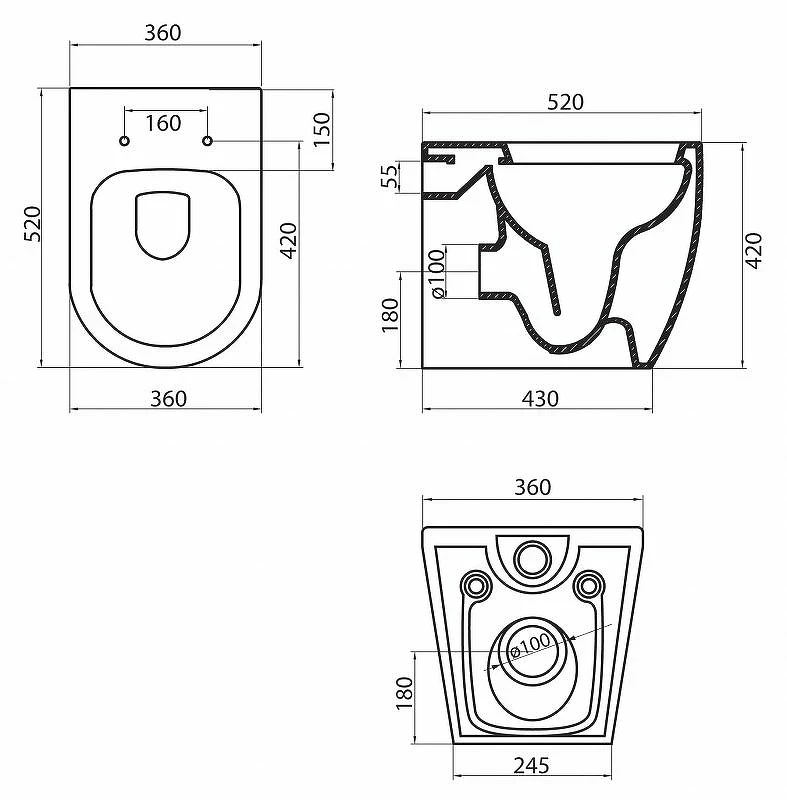 Унитаз BelBagno Marino BB105CBR приставной