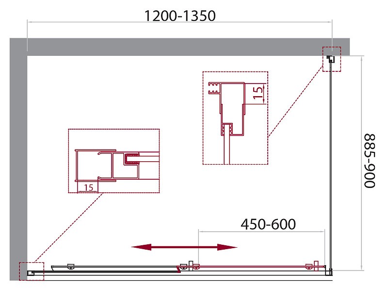 Душевой уголок BelBagno Unique 135х90 UNIQUE-AH-1-120/135-90-C-Cr
