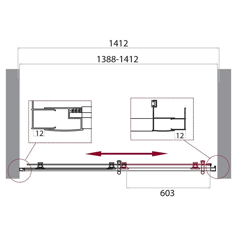 Душевая дверь BelBagno Uno 140 UNO-195-BF-1-140-CH-CR