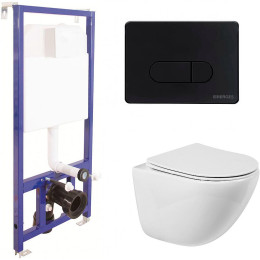 Комплект унитаза BelBagno Amanda BB051CHR+BB051SC с инсталляцией Berges Novum D5 040235