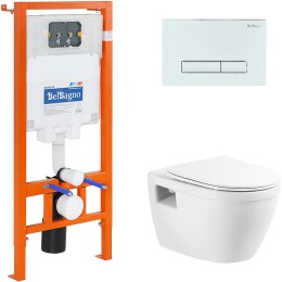 Комплект унитаза с инсталляцией BelBagno Loto BB070CHR/SC/BB002-80/BB018-GV-BIANCO