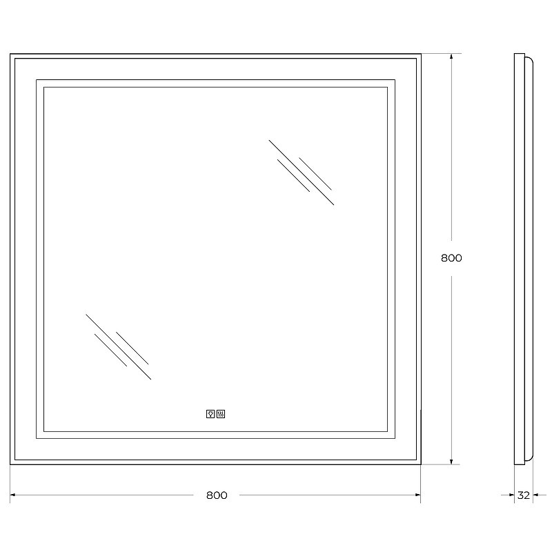 Зеркало BelBagno Kraft 80 SPC-KRAFT-800-800-LED-TCH-WARM с подсветкой