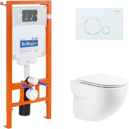 Комплект унитаза с инсталляцией BelBagno Onda BB066CHR/BB870SC/BB002-80/BB014-SR-BIANCO