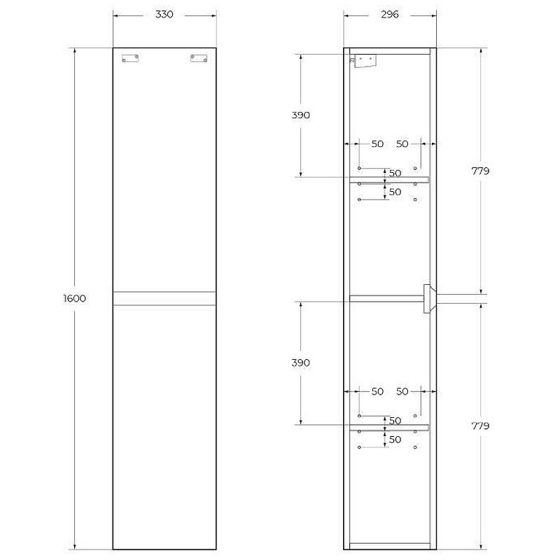 Шкаф пенал BelBagno Kraft 33 L KRAFT-1600-2A-SC-RNN-L подвесной