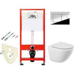 Комплект унитаза BelBagno Amanda BB051CHR+BB051SC с инсталляцией Tece Profil 9400412