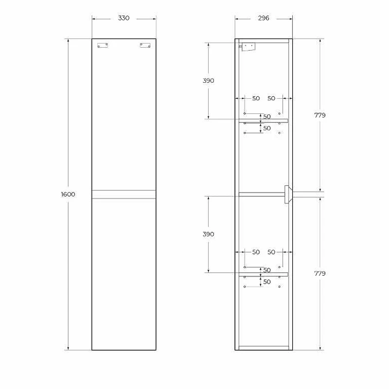 Шкаф пенал BelBagno Kraft 33 L KRAFT-1600-2A-SC-RGB-L подвесной