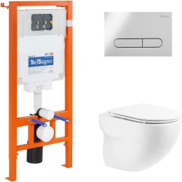 Комплект унитаза с инсталляцией BelBagno Onda BB066CHR/BB870SC/BB002-80/BB005-PR-CHROME