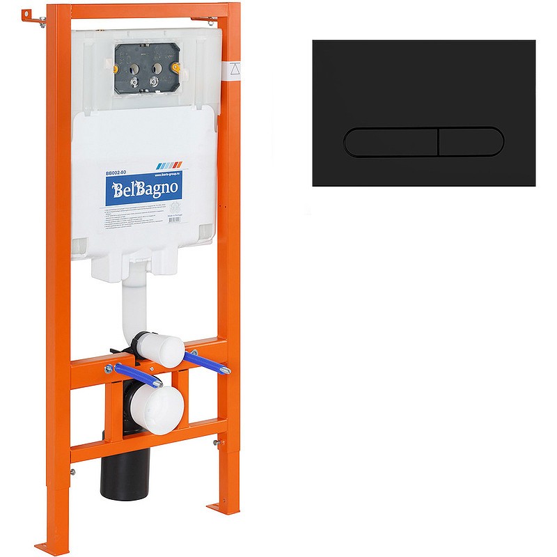 Комплект унитаза с инсталляцией BelBagno Sela BB3201CHR-MB/BB3201SC-MB/BB002-80/BB007-PR-NERO.M