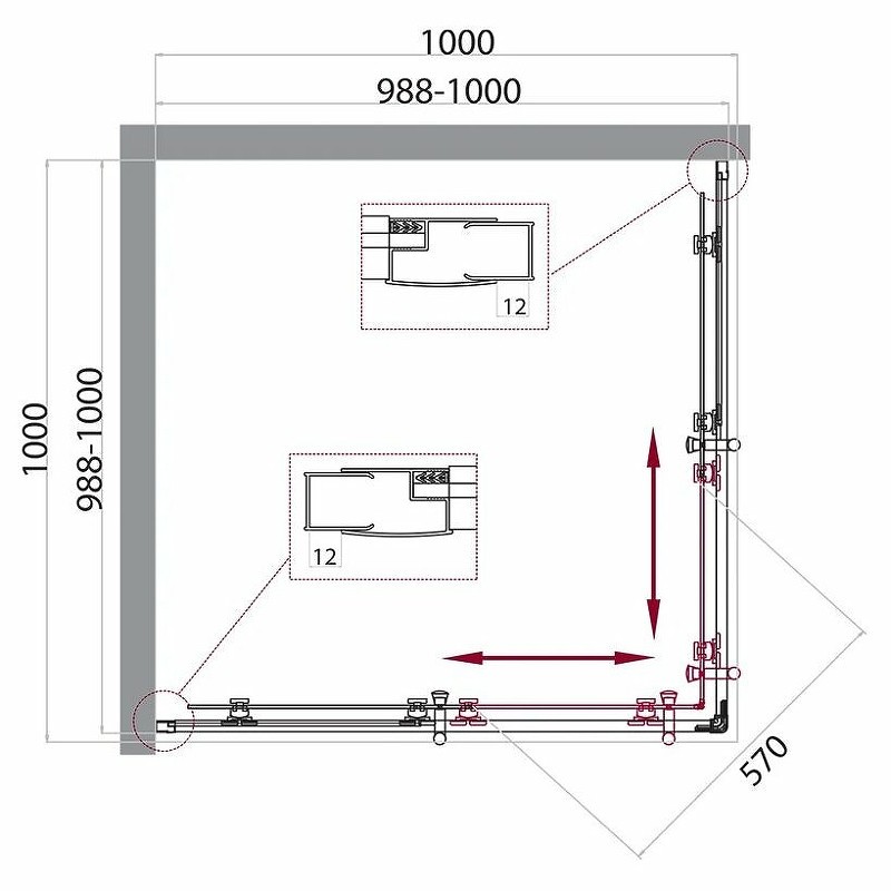Душевой уголок BelBagno Uno 100х100 UNO-195-A-2-100-CH-CR