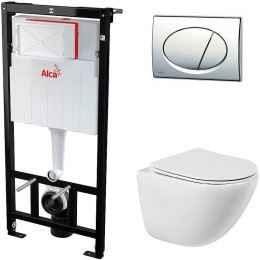 Комплект унитаза BelBagno Amanda BB051CHR+BB051SC с инсталляцией Alcaplast Sadromodul AM101/1120-3:1 RU M71-0001