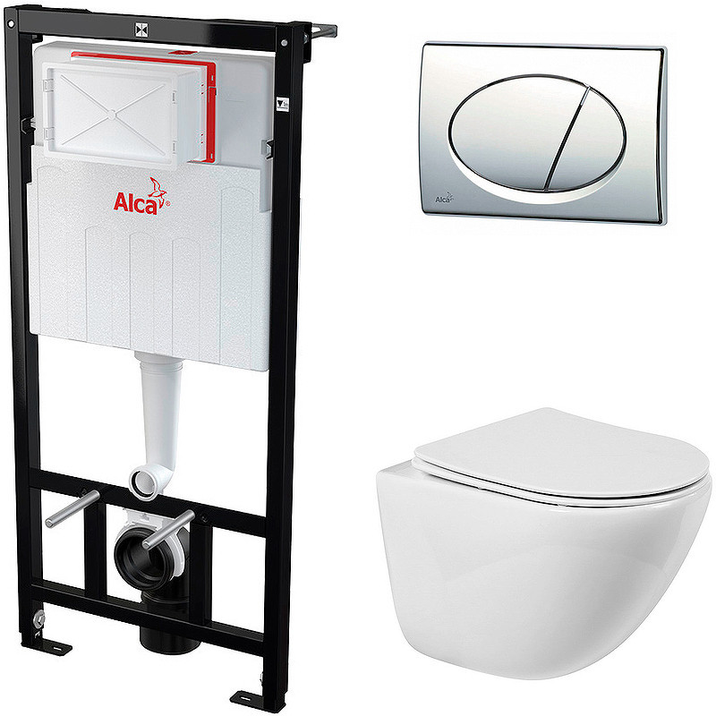 Комплект унитаза BelBagno Amanda BB051CHR+BB051SC с инсталляцией Alcaplast Sadromodul AM101/1120-3:1 RU M71-0001