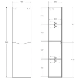Шкаф пенал BelBagno Fly-Marino 40 R FLY-MARINO-1500-2A-SC-NL-P-R подвесной