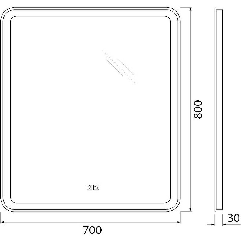 Зеркало BelBagno Marino 70 SPC-MAR-700-800-LED-TCH-WARM с подсветкой с подогревом