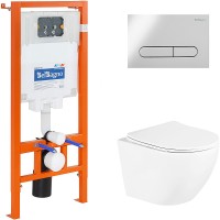Комплект унитаза с инсталляцией BelBagno Uno BB3105CHR/SC/BB002-80/BB005-PR-CHROME