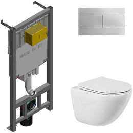 Комплект унитаза BelBagno Amanda BB051CHR+BB051SC с сиденьем Микролифт и инсталляцией Jacob Delafon E29025-NF+E4316-CP