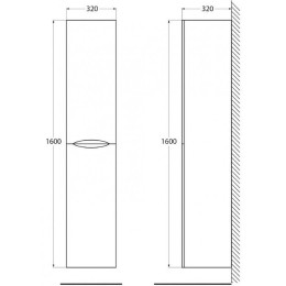 Шкаф пенал BelBagno 32 ACQUA-1600-2A-SC-BL-P подвесной
