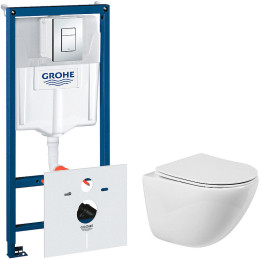 Комплект унитаза BelBagno Amanda BB051CHR+BB051SC с инсталляцией Grohe Rapid SL 38775001