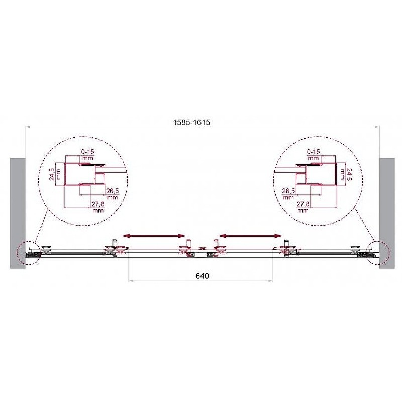 Душевая дверь BelBagno Luce 160 LUCE-BF-2-160-C-Cr