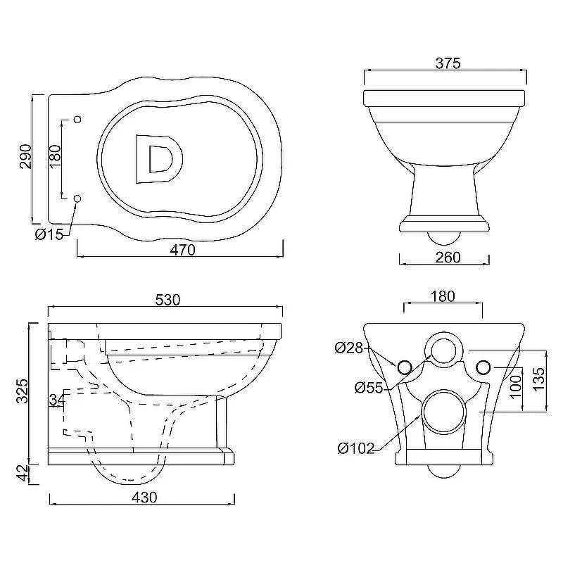 Унитаз BelBagno Boheme BB115CH подвесной