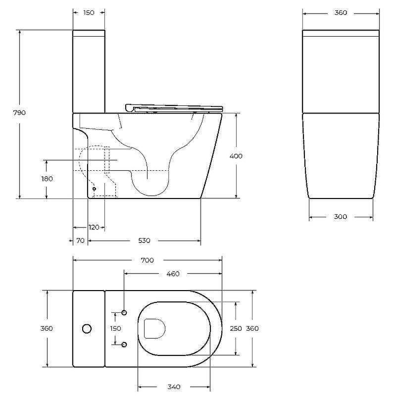 Унитаз моноблок BelBagno Tre-Tor BB673CP-MN-TOR/SC
