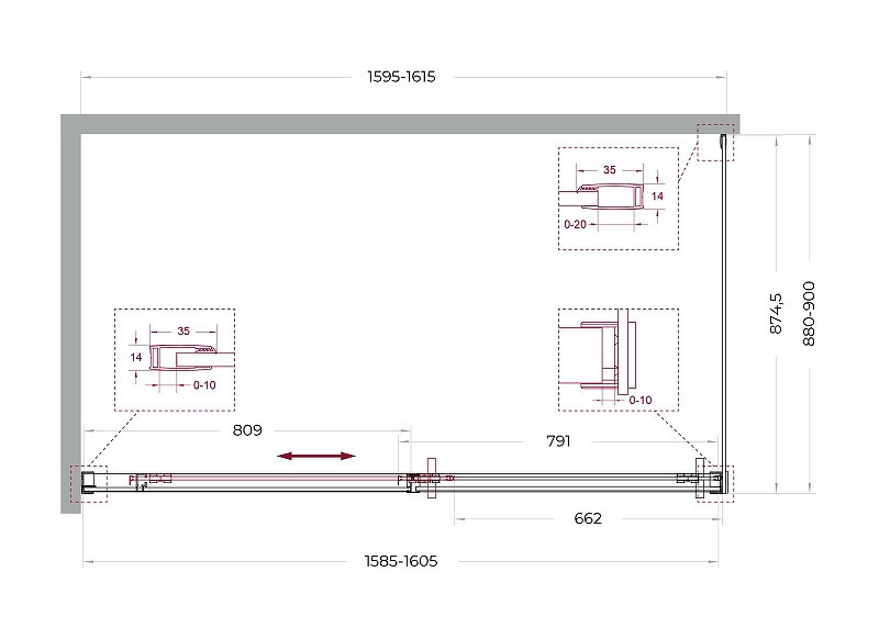 Душевой уголок BelBagno Soft Close-1 160x90 SOFT_CLOSE-1-AH-1-160/90-C-Cr
