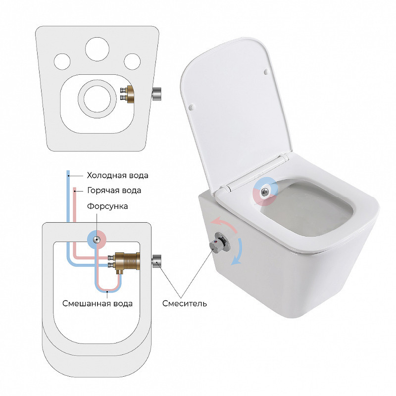 Унитаз биде BelBagno Due BB3103CHR-BS/SC подвесной