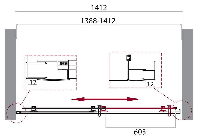 Душевая дверь BelBagno Uno 140 UNO-195-BF-1-140-C-Cr