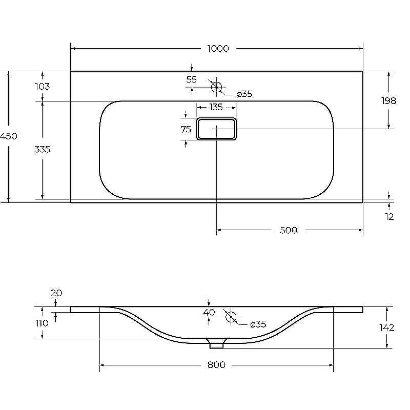 Раковина BelBagno 100 BB1000/450-LV-MR-FT