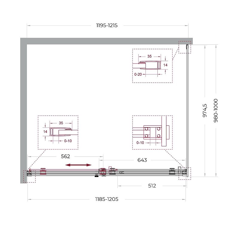 Душевой уголок BelBagno Soft Close-2 120x100 SOFT_CLOSE-2-AH-1-120/100-C-GM