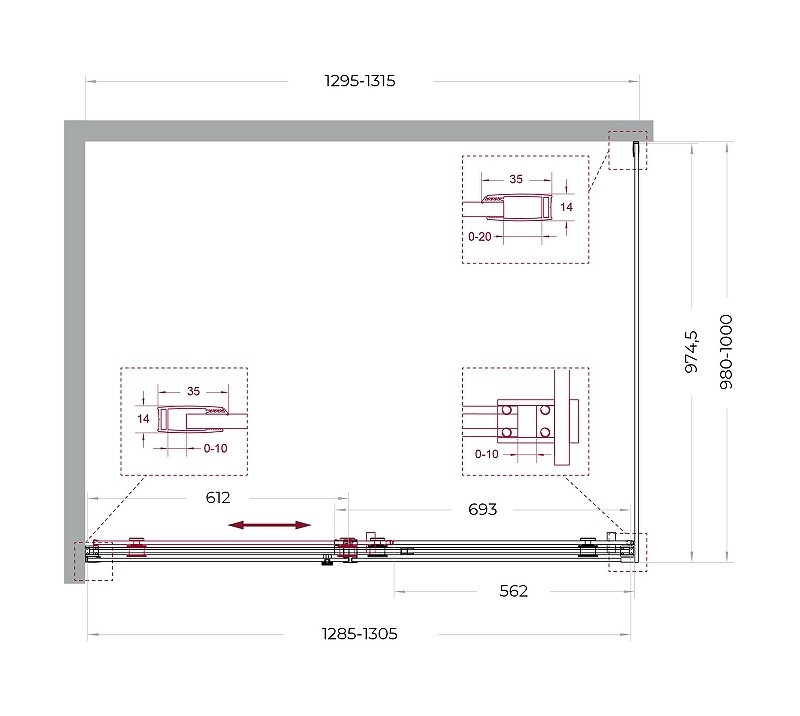 Душевой уголок BelBagno Soft Close-2 130x100 SOFT_CLOSE-2-AH-1-130/100-C-GM