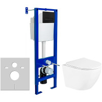 Комплект унитаза BelBagno Uno BB3105CHR/SC с инсталляцией Berges Atom 410 040340