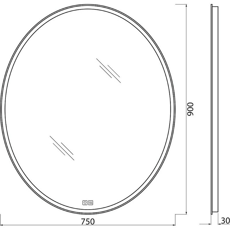 Зеркало BelBagno 75 SPC-VST-750-900-LED-TCH-WARM с подсветкой с подогревом