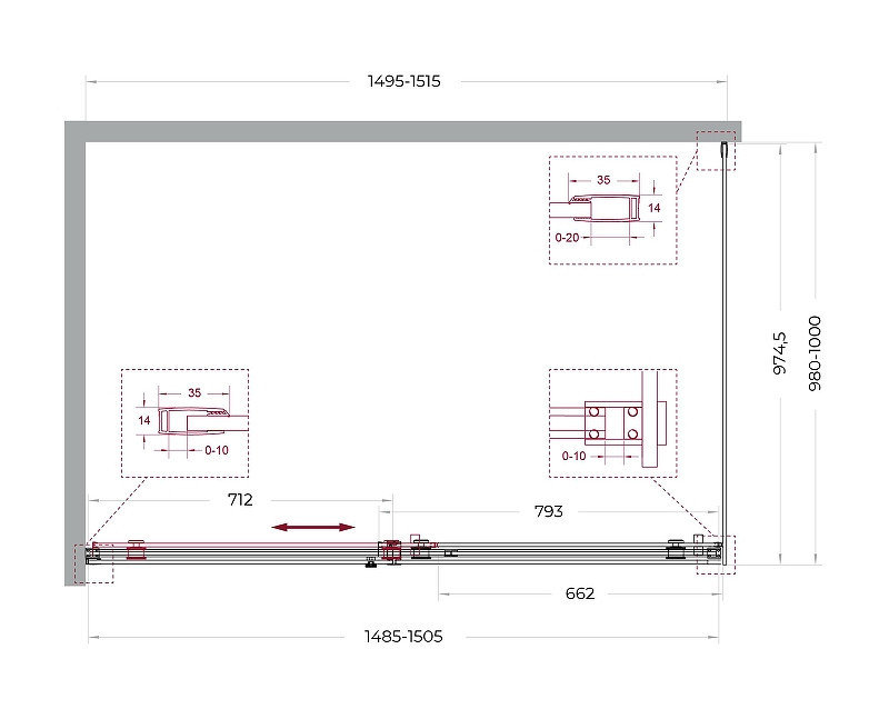 Душевой уголок BelBagno Soft Close-2 150x100 SOFT_CLOSE-2-AH-1-150/100-C-GM