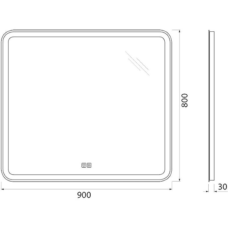 Зеркало BelBagno SPC-MAR-900-800-LED-TCH-WARM с подсветкой