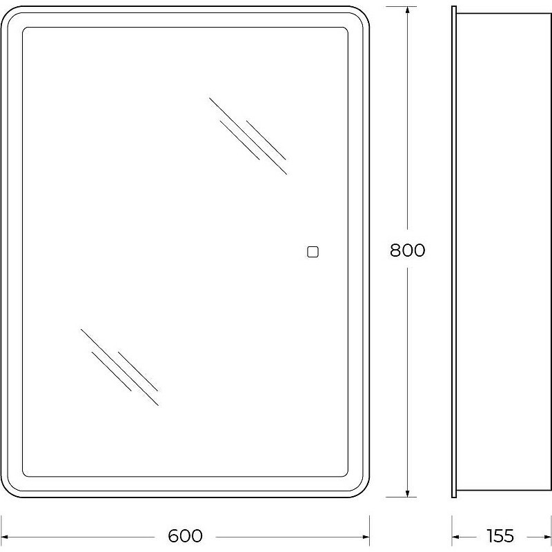 Зеркальный шкаф BelBagno Marino 60 SPC-MAR-600/800-1A-LED-TCH с подсветкой