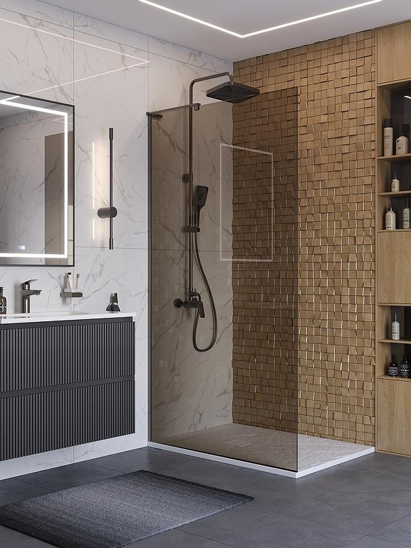 Душевая перегородка BelBagno Uno 100 UNO-L-1-TB-100-BR-GM