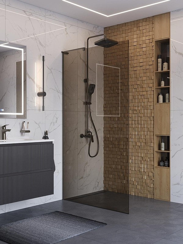 Душевая перегородка BelBagno Uno 100 UNO-L-1-TB-100-BR-GM