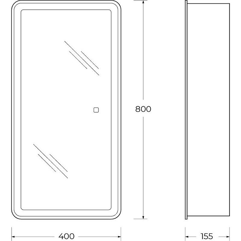 Зеркальный шкаф BelBagno Marino 40 SPC-MAR-400/800-1A-LED-TCH с подсветкой