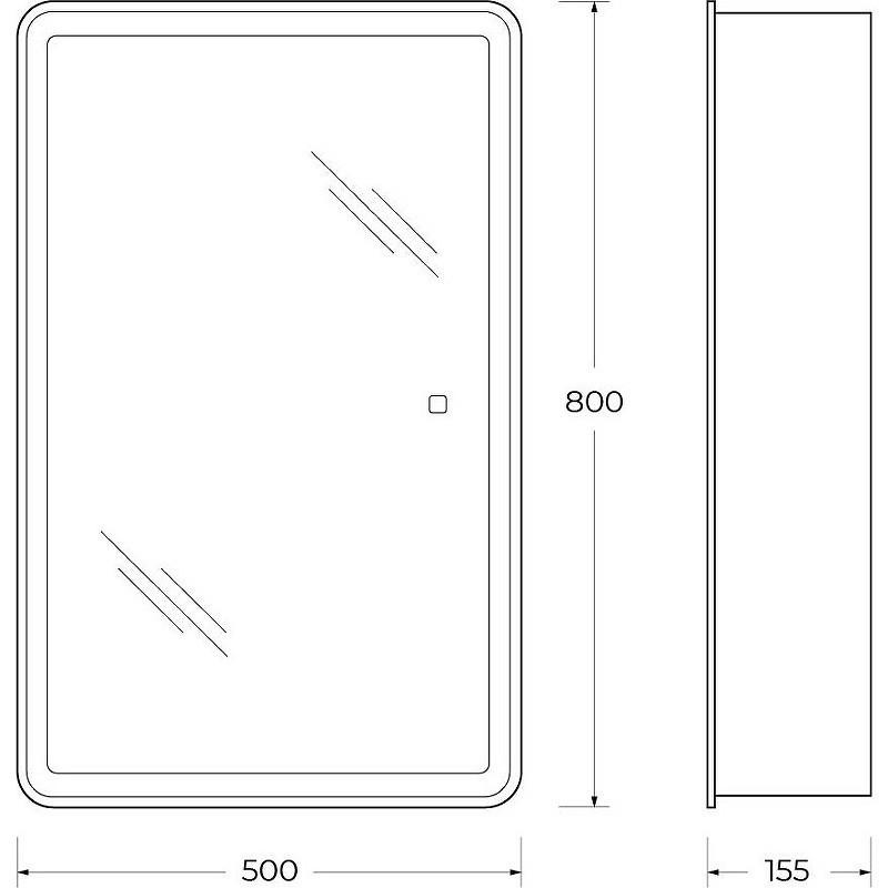 Зеркальный шкаф BelBagno Marino 50 SPC-MAR-500/800-1A-LED-TCH с подсветкой