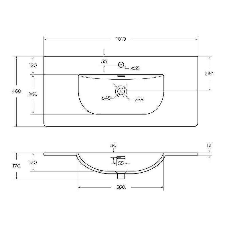 Раковина BelBagno Uno 100 BB-8099-100
