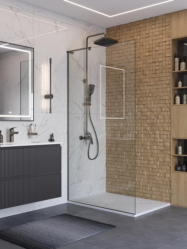 Душевая перегородка BelBagno Uno 100 UNO-L-1-TB-100-C-GM